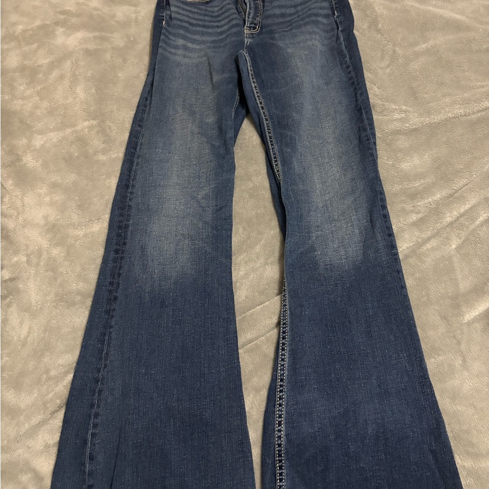 Buckle Blue Flare Wide Leg Jeans with Vintage Appeal